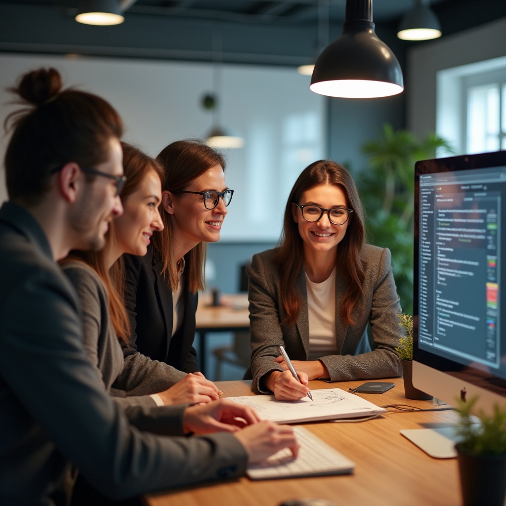 Echipa DelenvrixHub lucrând la platforma software